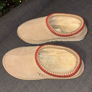 UGG Beige Slippers with Red Accent